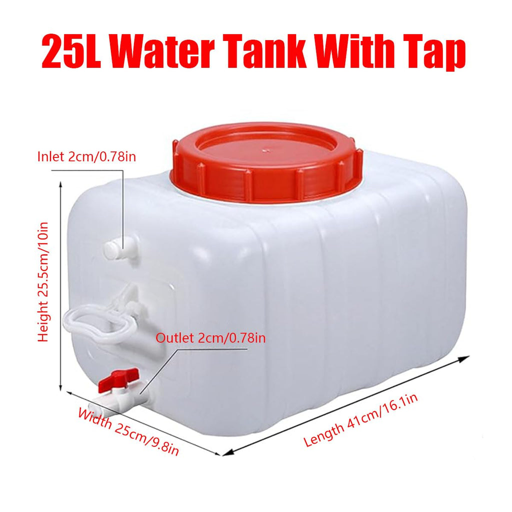 Plastic Water Tank 25L Food-Grade Rectangular with Faucet B11293