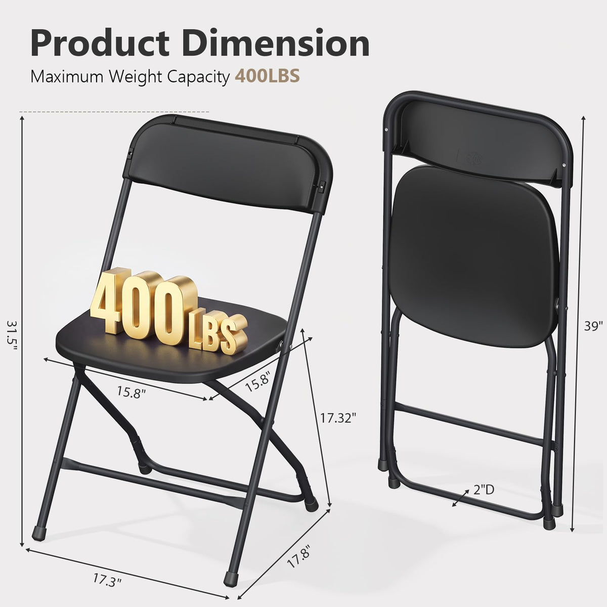10 Pack Lightweight Stackable Plastic Folding Chairs with Steel Frame C44896