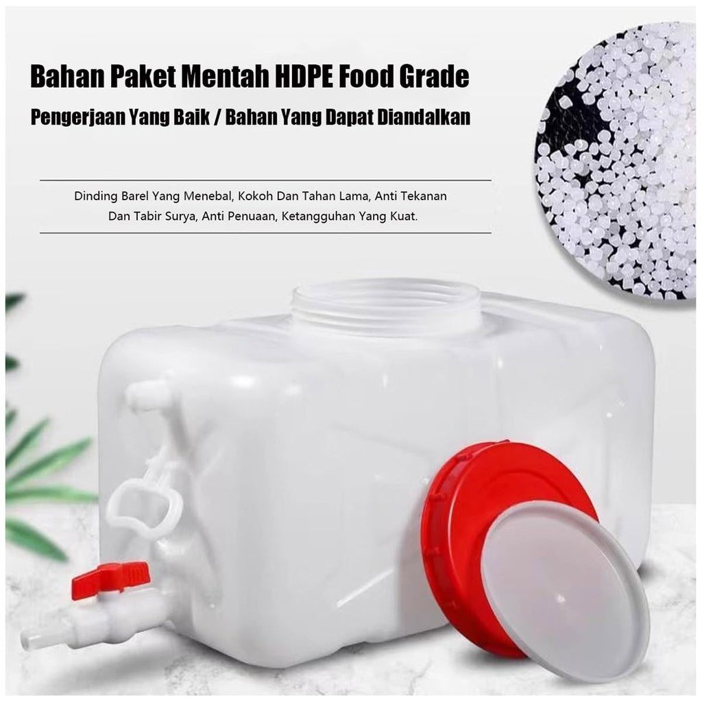 Plastic Water Tank 25L Food-Grade Rectangular with Faucet B11293