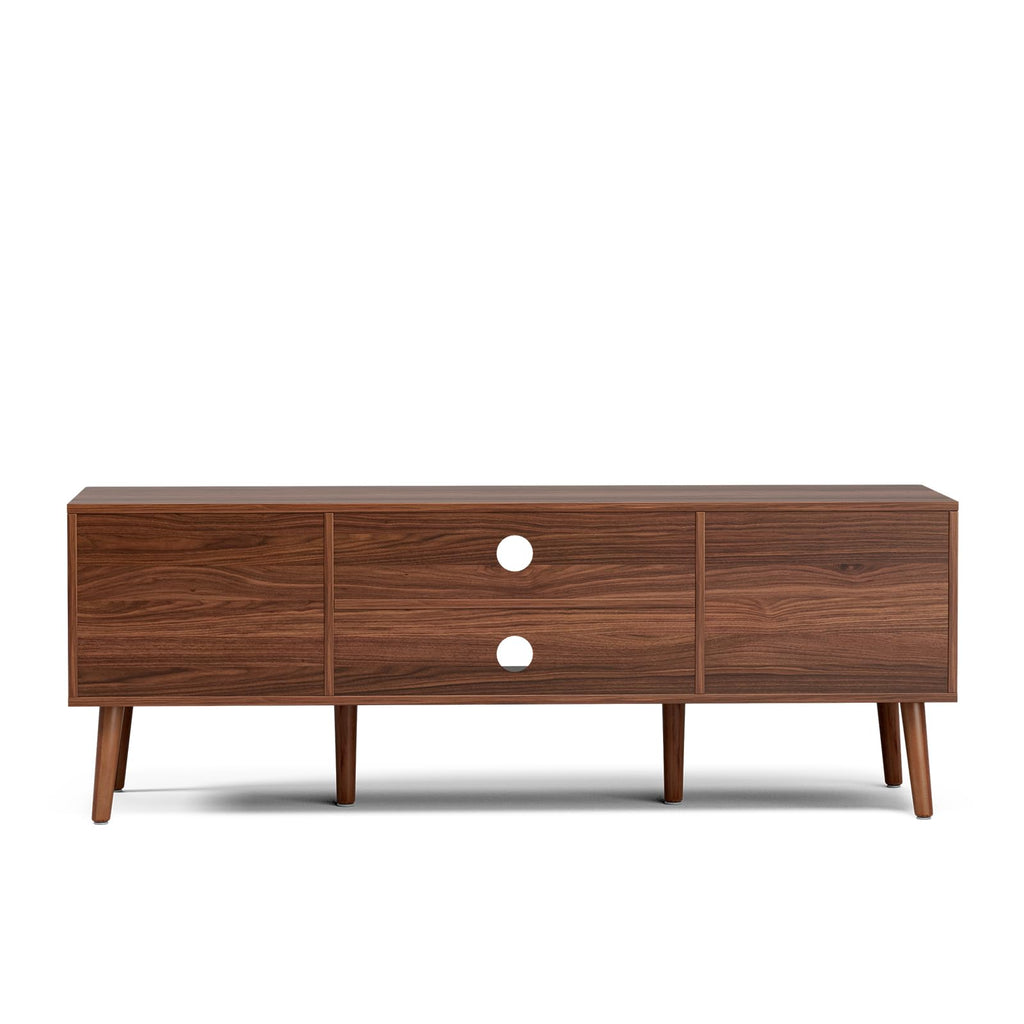Walnut TV Stand with Fluted Doors U6104