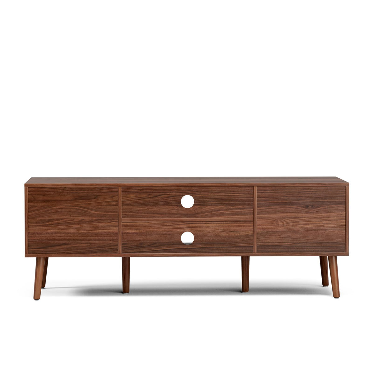 Walnut TV Stand with Fluted Doors U6104