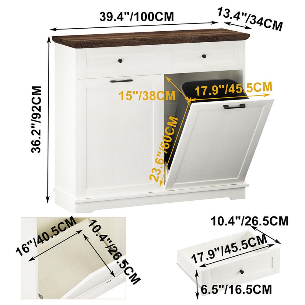 Double Tilt Out Trash Cabinet, Antique White D415200