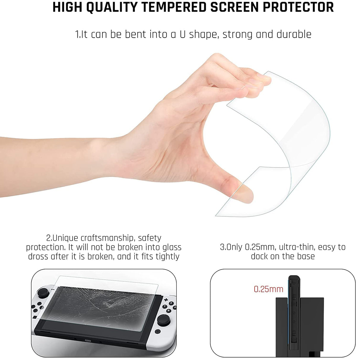 Purple Case for Nintendo Switch OLED Model with Screen Protector and 4 Thumb Grip Caps M204906