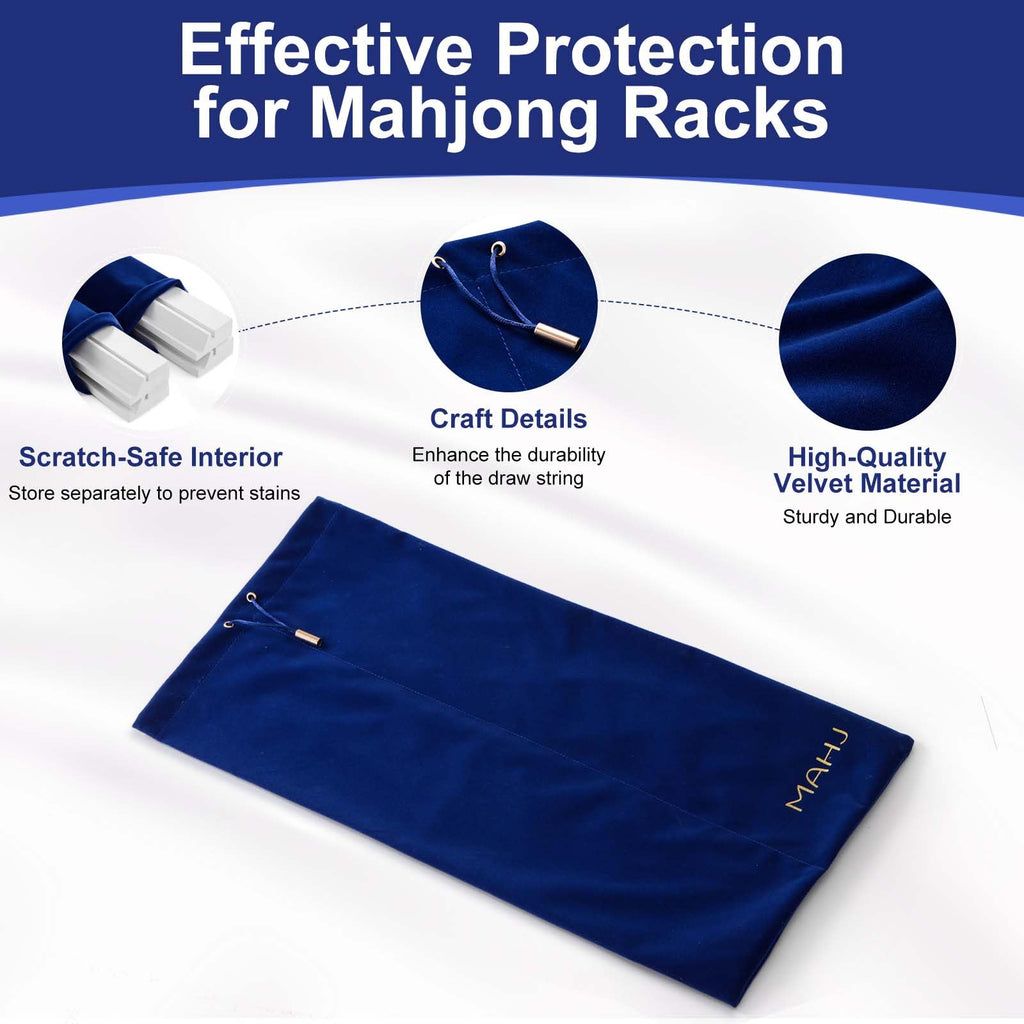 Blue Velvet Drawstring Storage Bag with 2 Compartments H5621