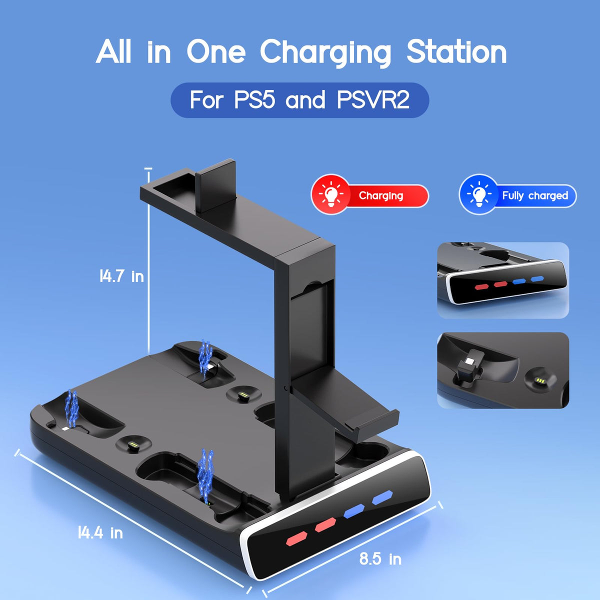 Controller Charging Dock with LED Light and Type-C Cable D3629