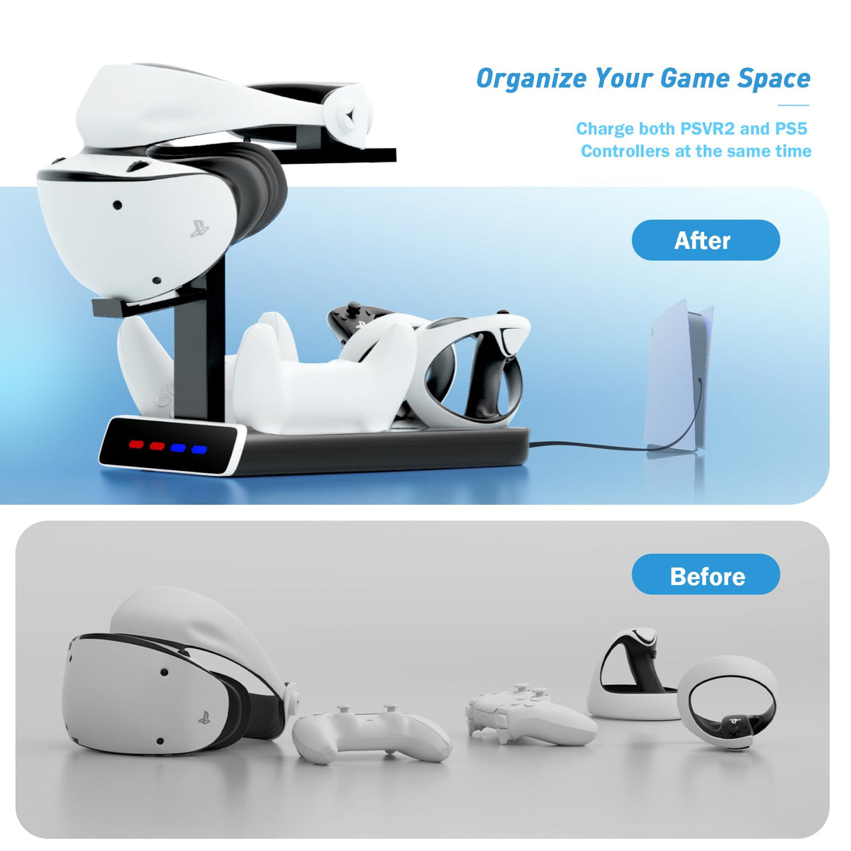 Controller Charging Dock with LED Light and Type-C Cable D3629