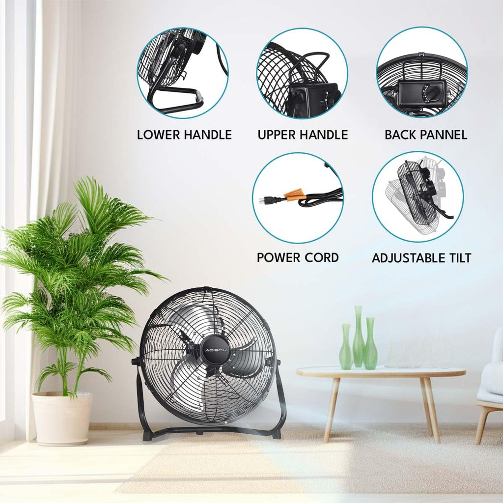 20 in. 3 Speed Metal Floor Fan in Black with Tilting Head X81624