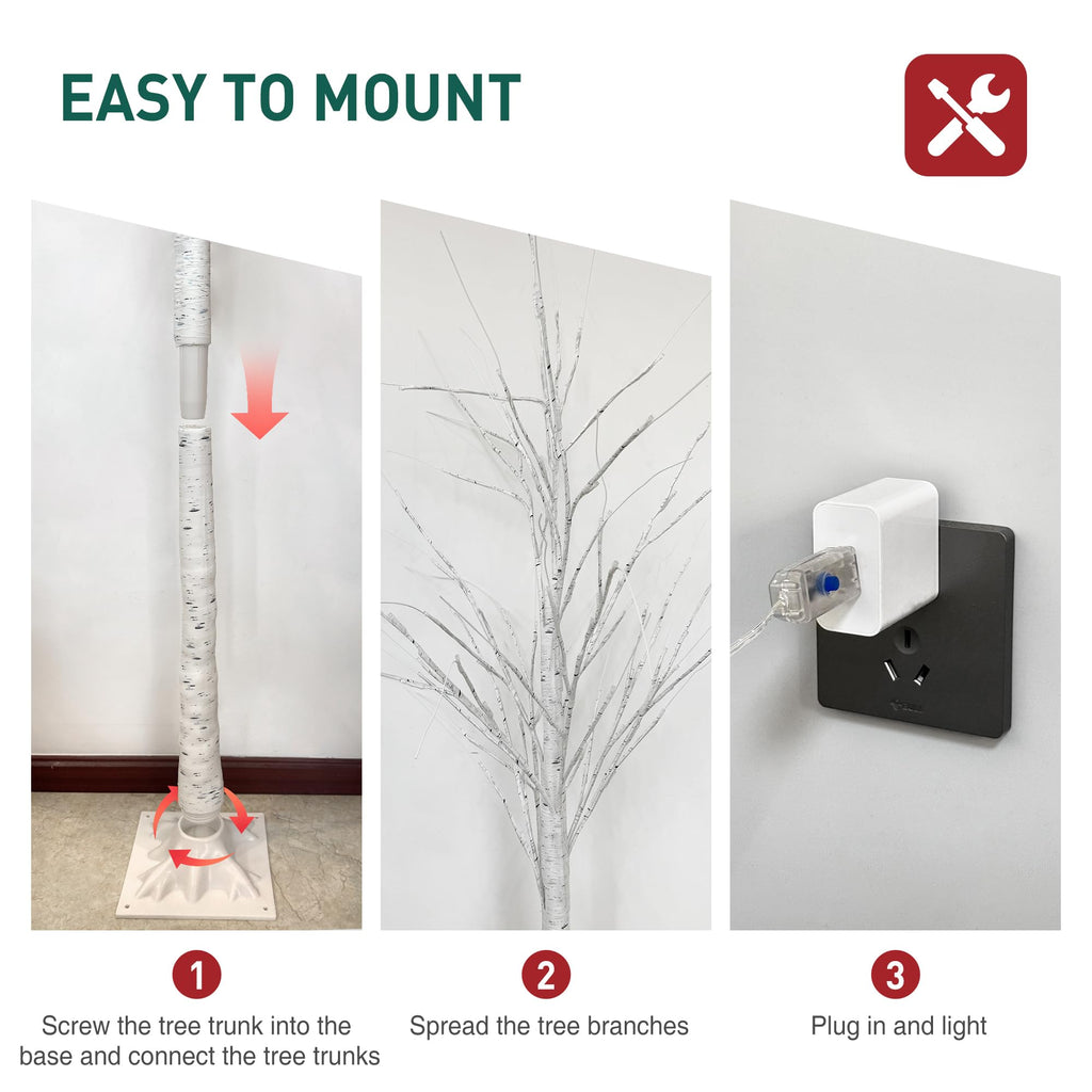 White Birch Tree with Lights, 2PCS M7275