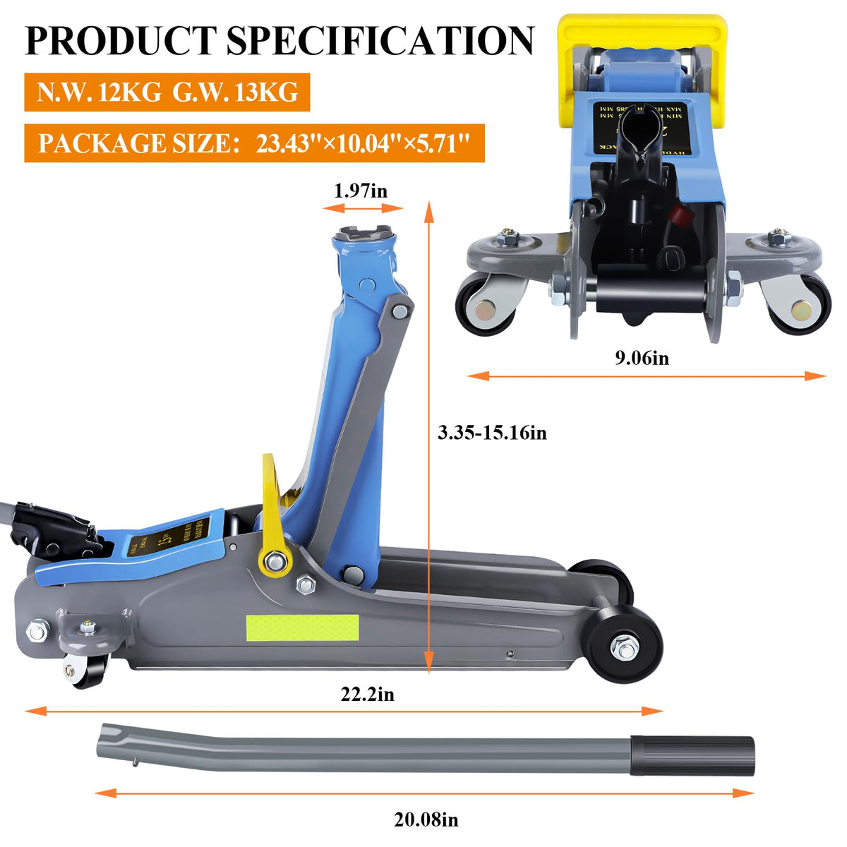 2.5 Ton Low Profile Hydraulic Floor Jack with Handle D377