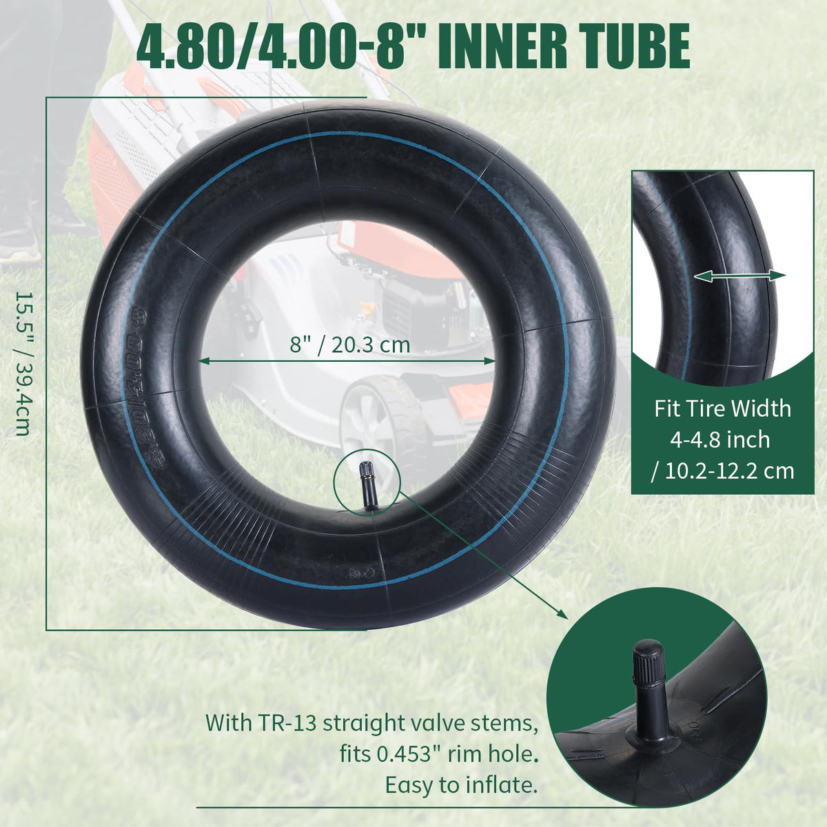 2Pcs 4.80/4.00-8 Inner Tubes with TR-13 Valve Stem P578