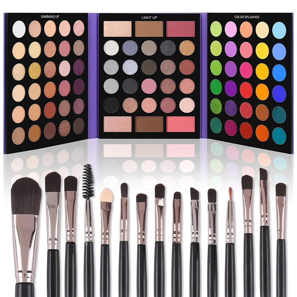 86 Colors Matte Shimmer Eyeshadow Palette with 15 Pcs Brushes E729950