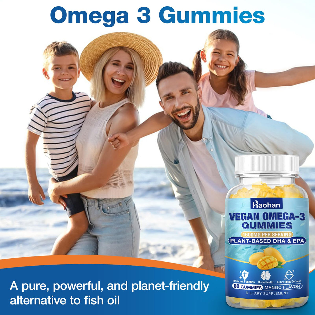 Sugar-Free Orange Flavor Omega-3 Gummies 120 Gummies N310