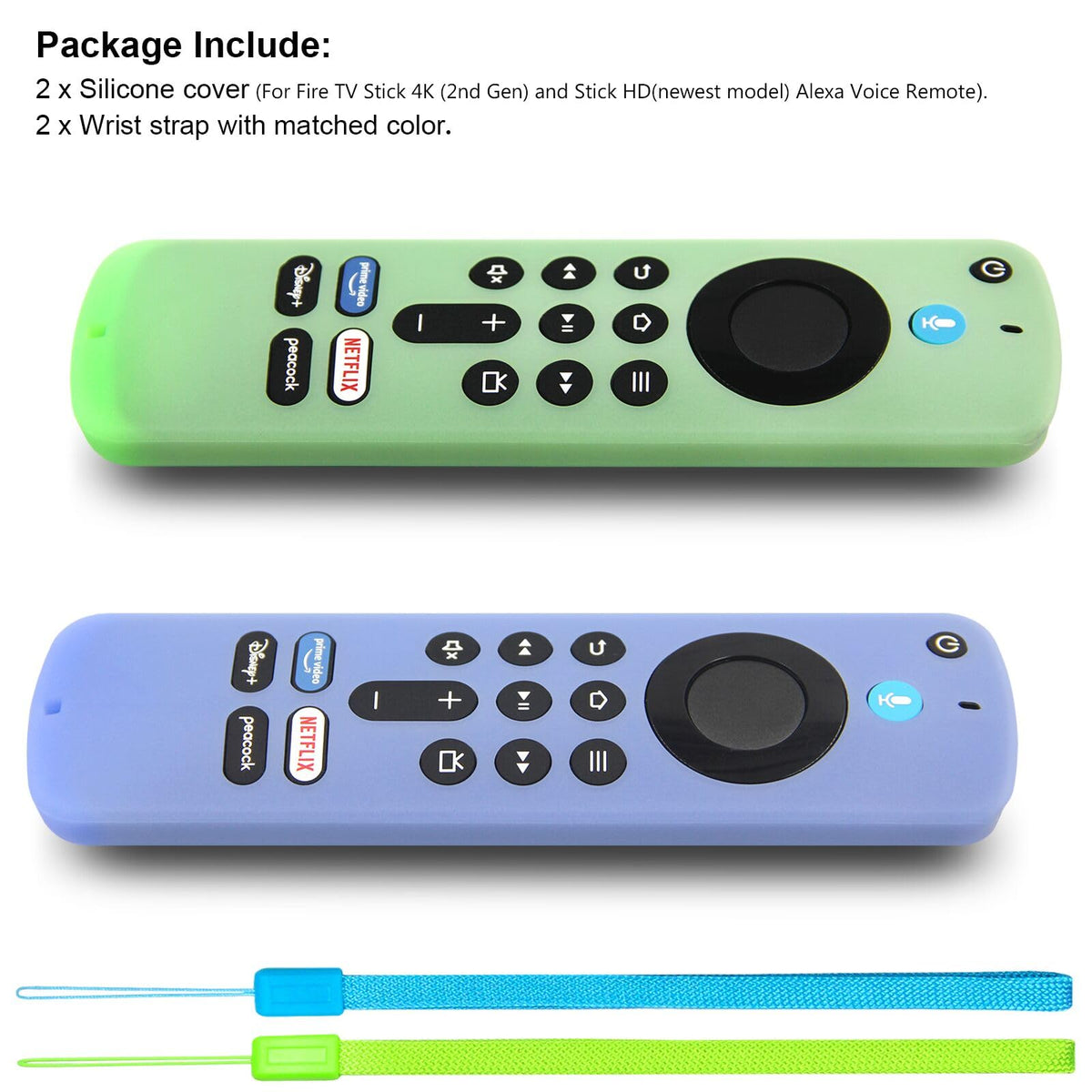 Remote Cover Case 2pcs Silicone Sleeve with Wrist Strap J82353