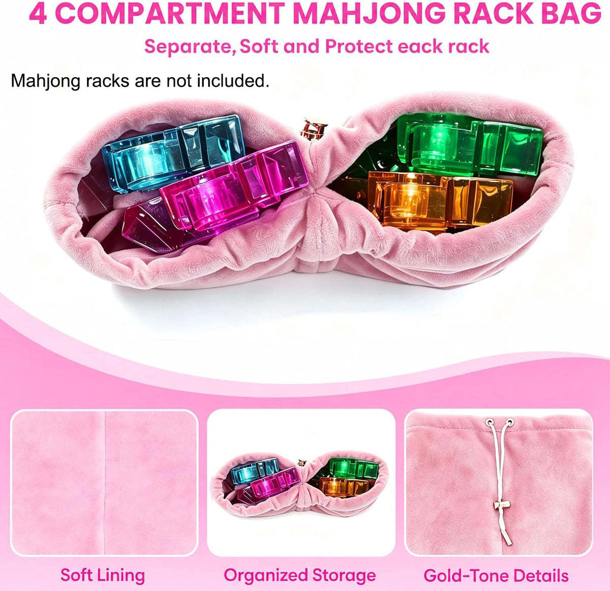 Mahjong Rack Storage Bag with 4 Dividers F777