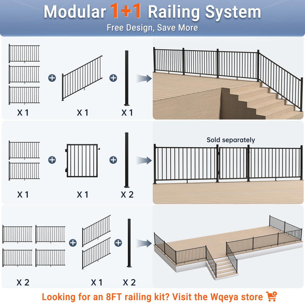Aluminum Angle-Adjustable Stair Railing Kit H7184
