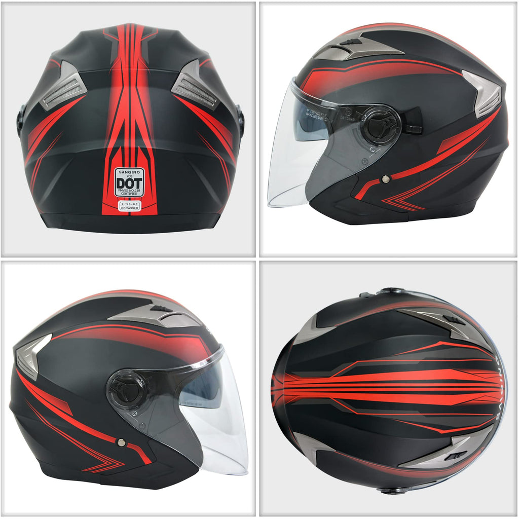 3/4 Open Face Motorcycle Helmet with Double Visor B538