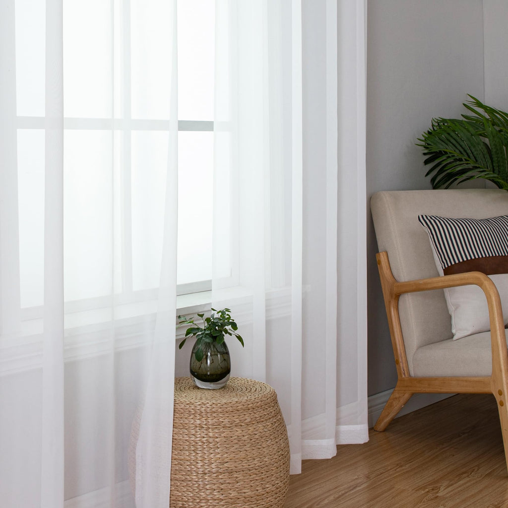 White Sheer Curtains 72 Inches Long 2 Panels E460997