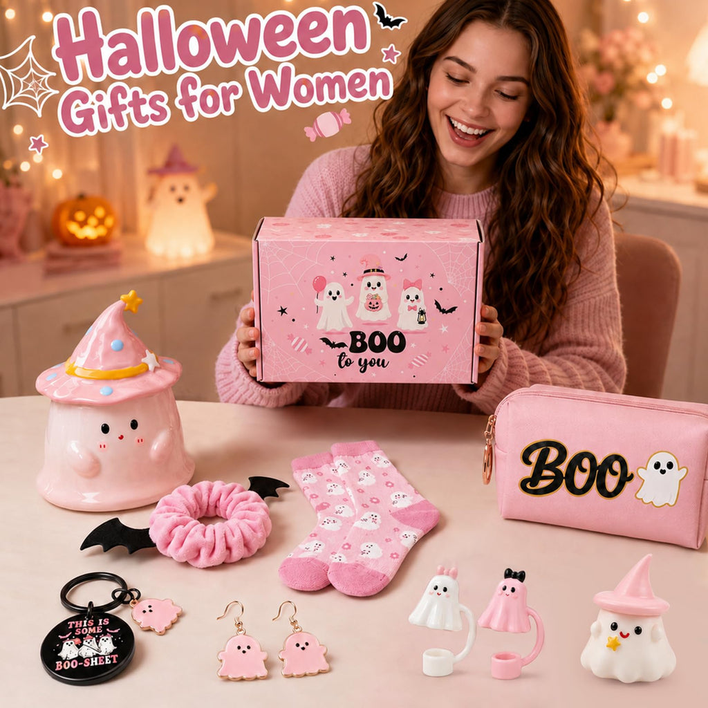 Pink Halloween Boo Basket Set with 14oz Cups A51833