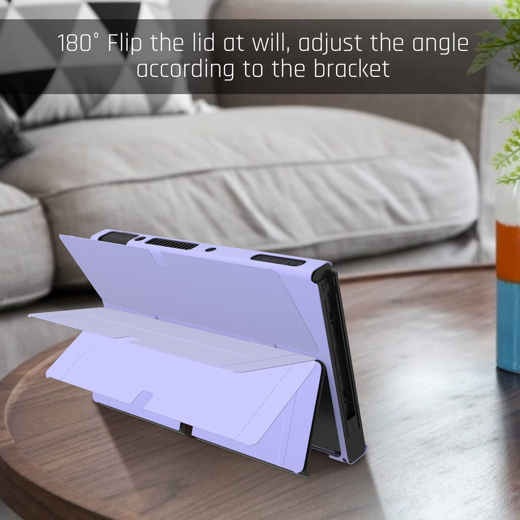 Purple Case for Nintendo Switch OLED Model with Screen Protector and 4 Thumb Grip Caps M204906