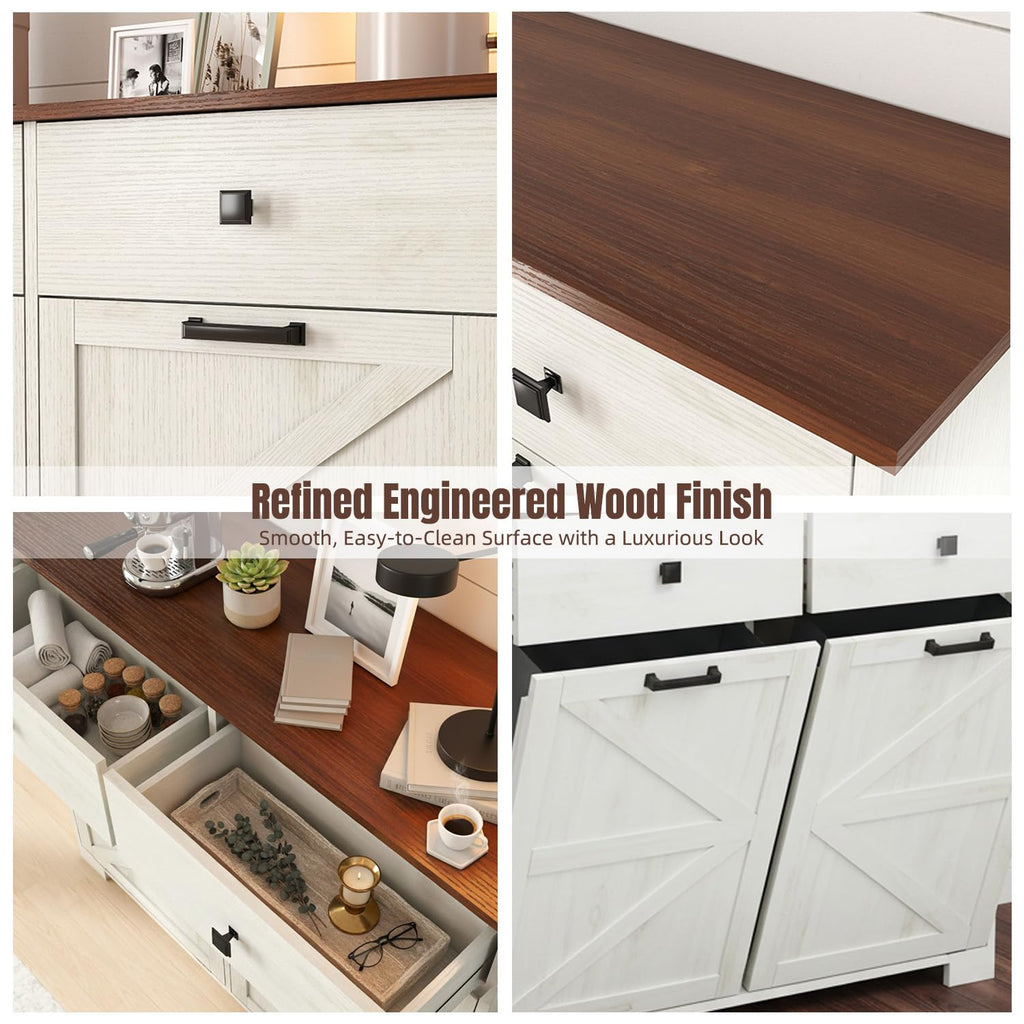 White Tilt Out Trash Can Cabinet U484842