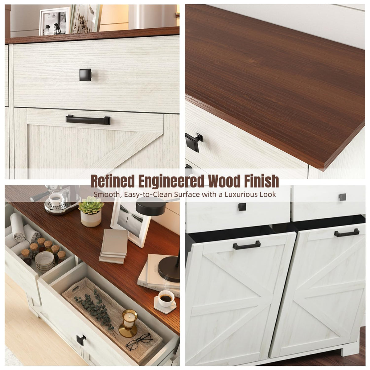 White Tilt Out Trash Can Cabinet U484842