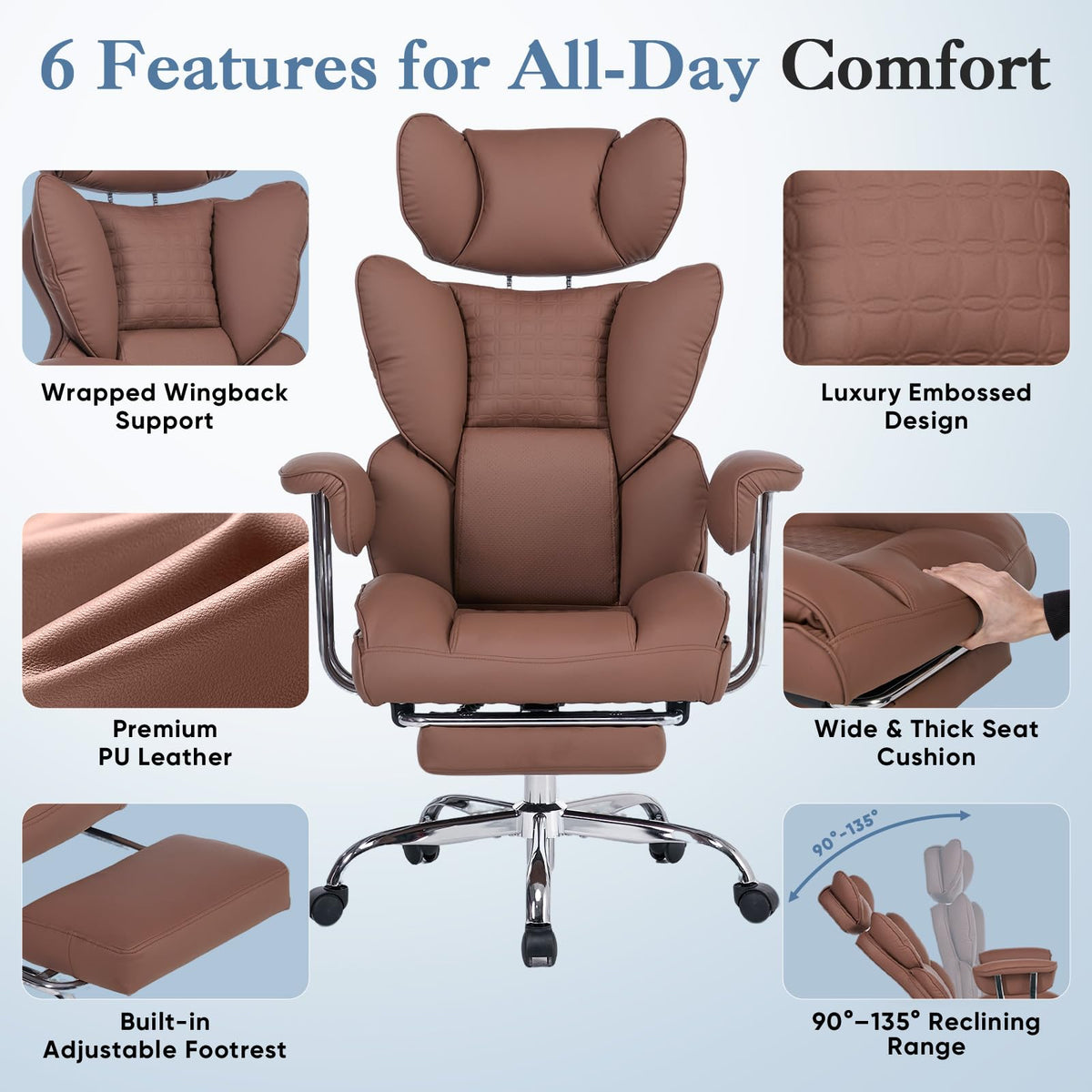 Big and Tall Home Office Desk Chair with Footrest M131573