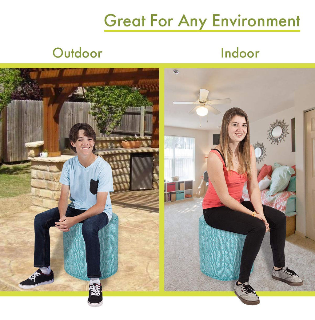 Teal Indoor/Outdoor Bean Bag Ottoman Pouf R4986