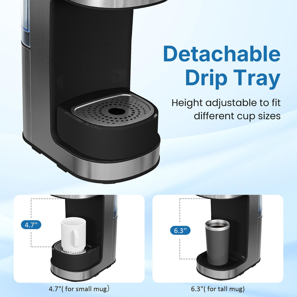 3-in-1 Single Serve Coffee Maker with Removable Water Reservoir, Black Z596408