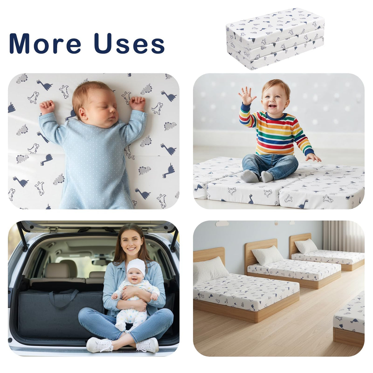 Trifold Pack and Play Mattress 38'' x 26'' x 3'' Memory Foam I51215