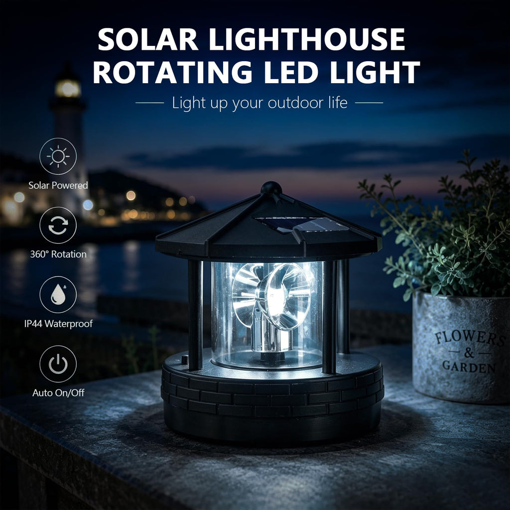 Solar Lighthouse Light with Rotating Beacon U19031