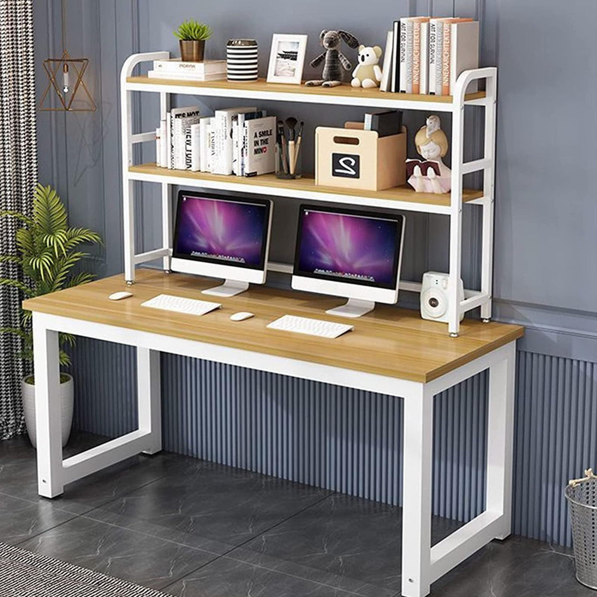 Adjustable Wood and Metal Desktop Bookshelf S39702