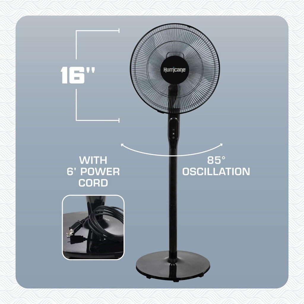 2 Pack Oscillating Pedestal Stand Fan, 12-Speed, 16", Black with Remote Control L765