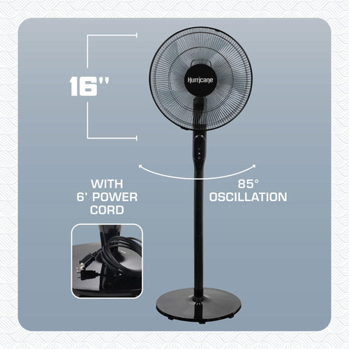 2 Pack Oscillating Pedestal Stand Fan, 12-Speed, 16", Black with Remote Control L765