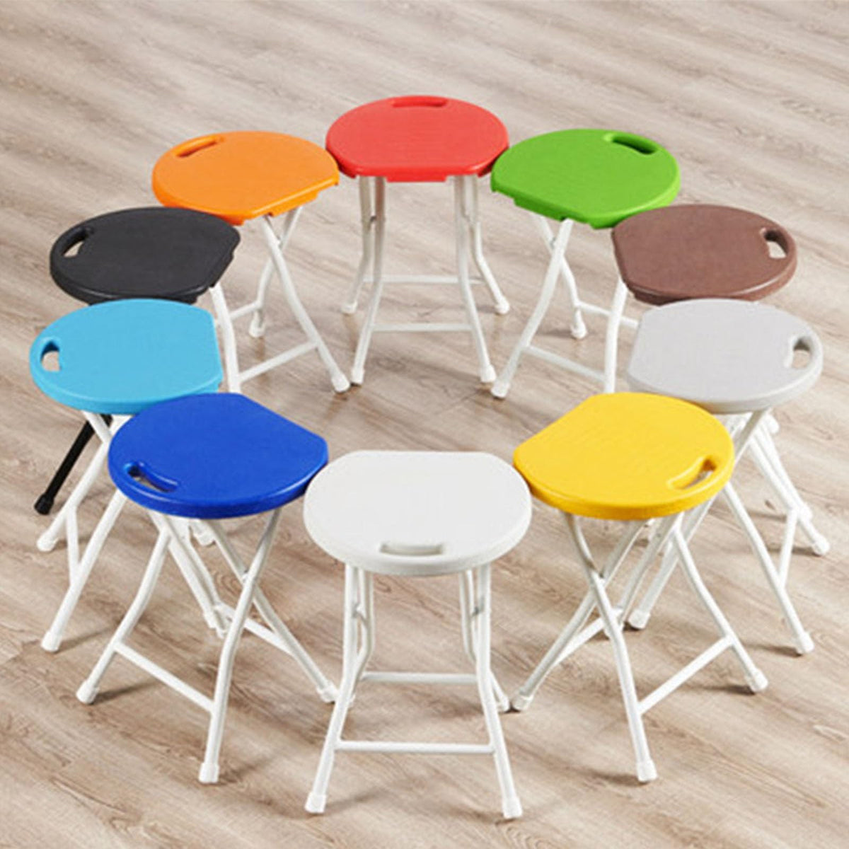 18in Black Backless Folding Chair with Steel Frame Legs S761367
