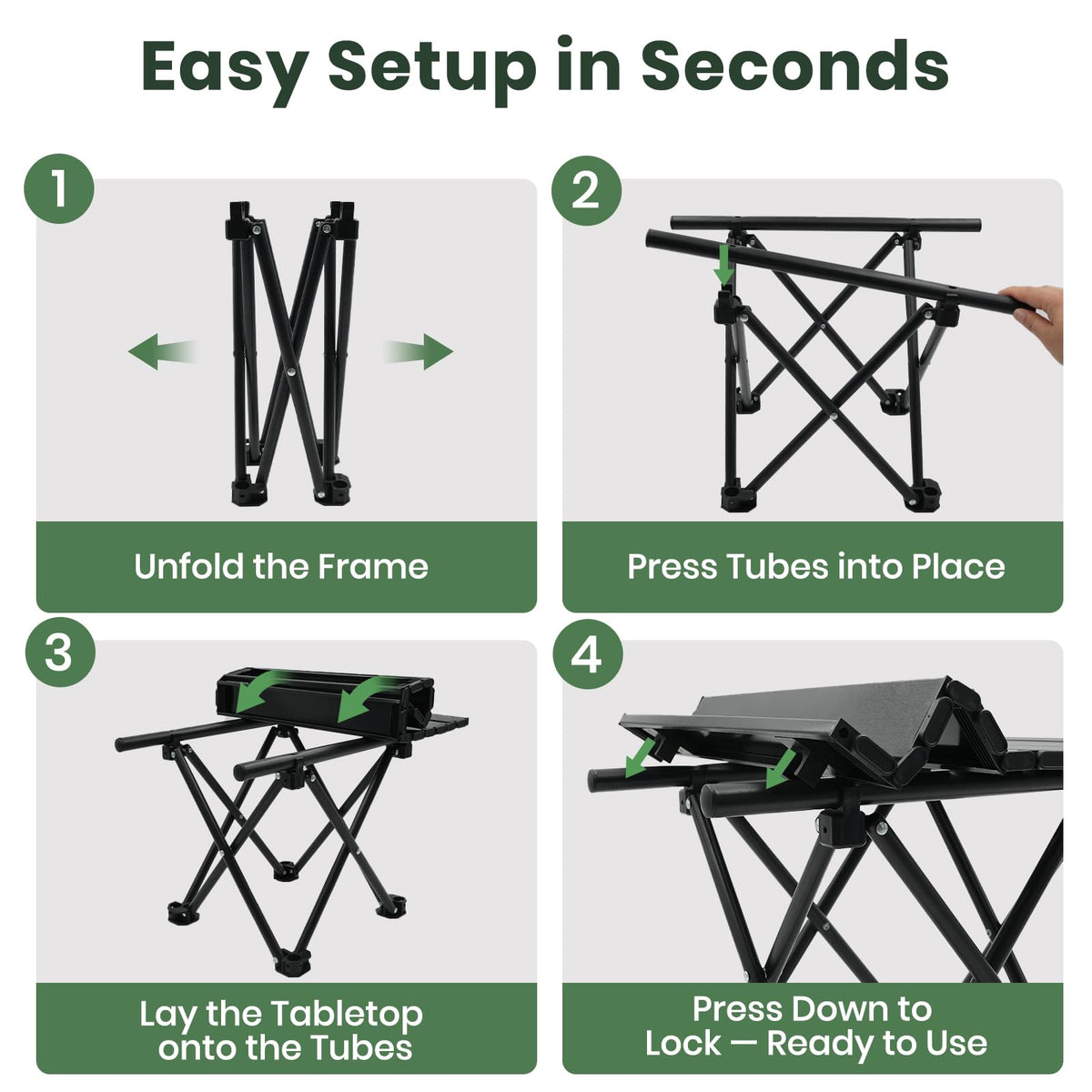 2 Pack Black Foldable Camping Table V71097