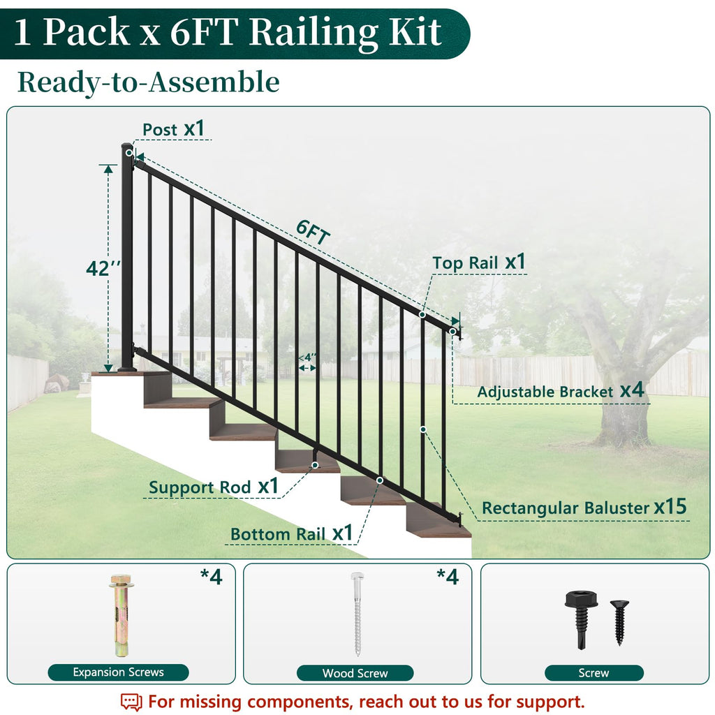 Aluminum Angle-Adjustable Stair Railing Kit H7184