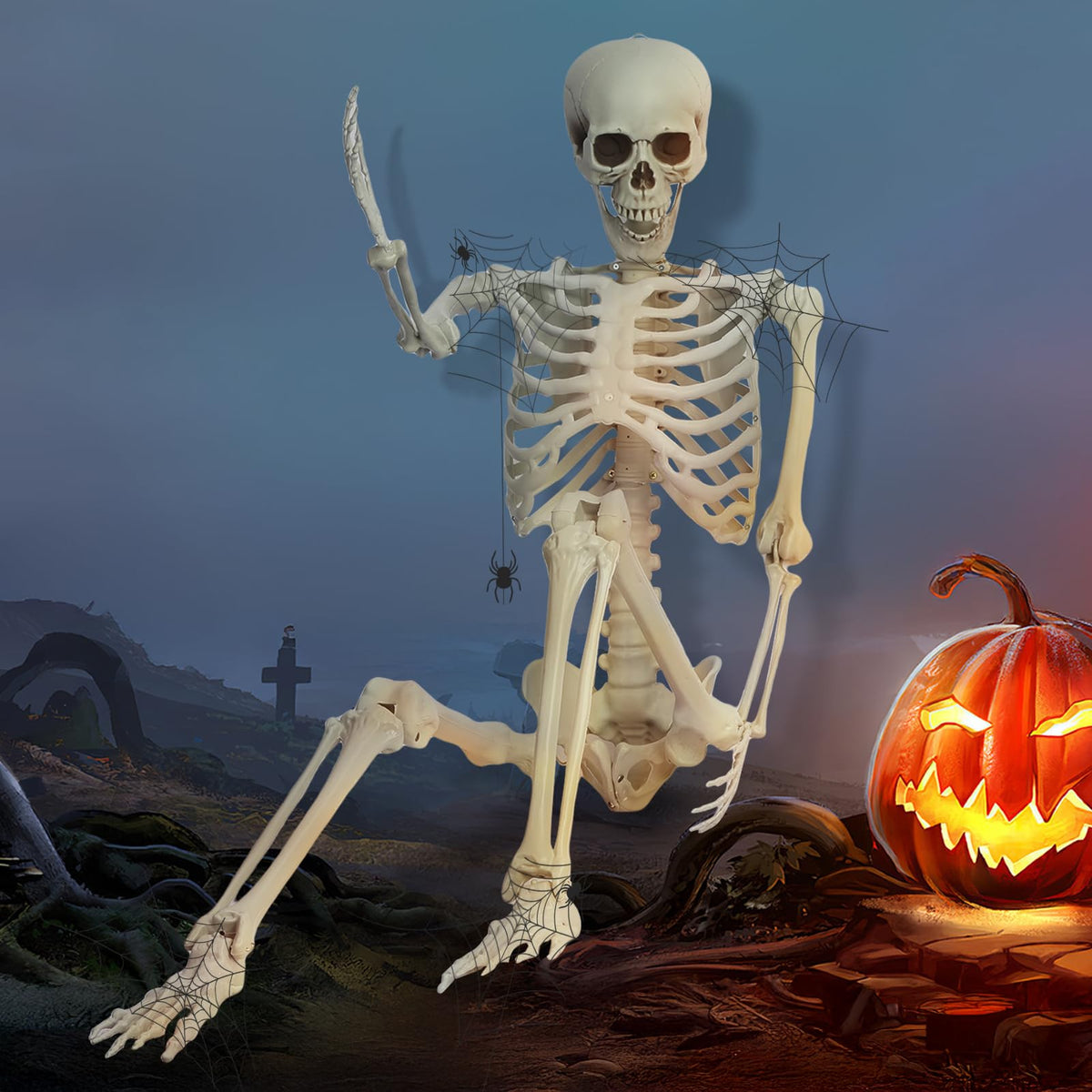 5.4FT Poseable Life Size Plastic Skeleton C58841