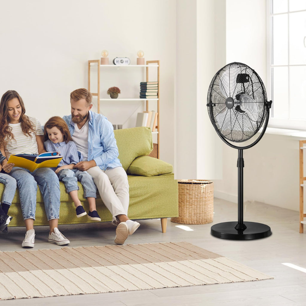 18 Inch Adjustable Height Standing Fan with 3 Speeds, Black T97150