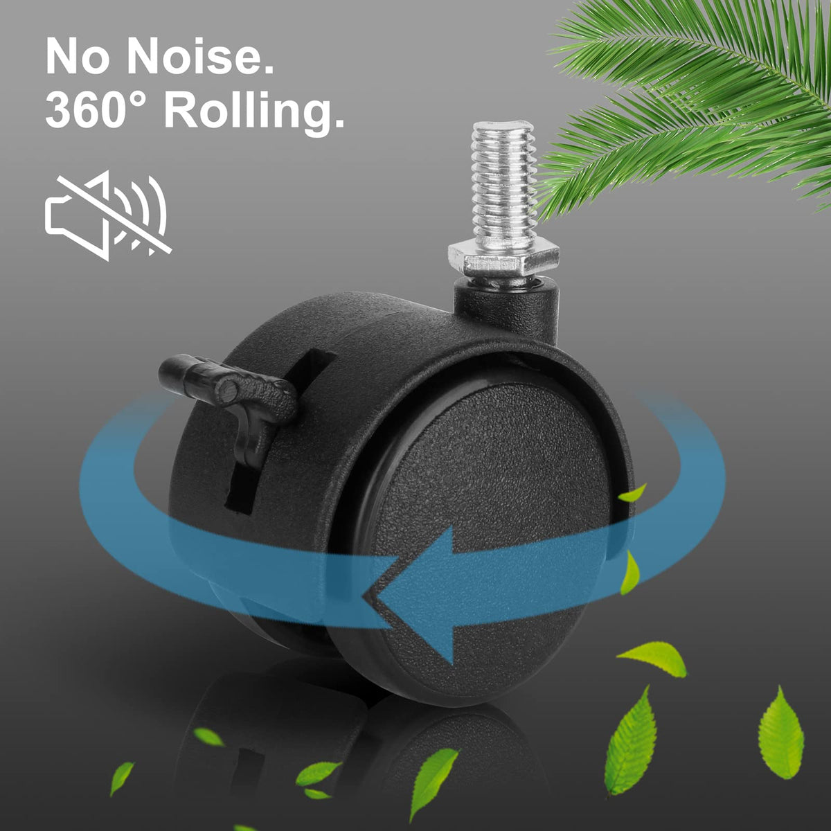 1.5 Inch Swivel Stem Caster Wheels with Locking Brake 4 Pack S4917
