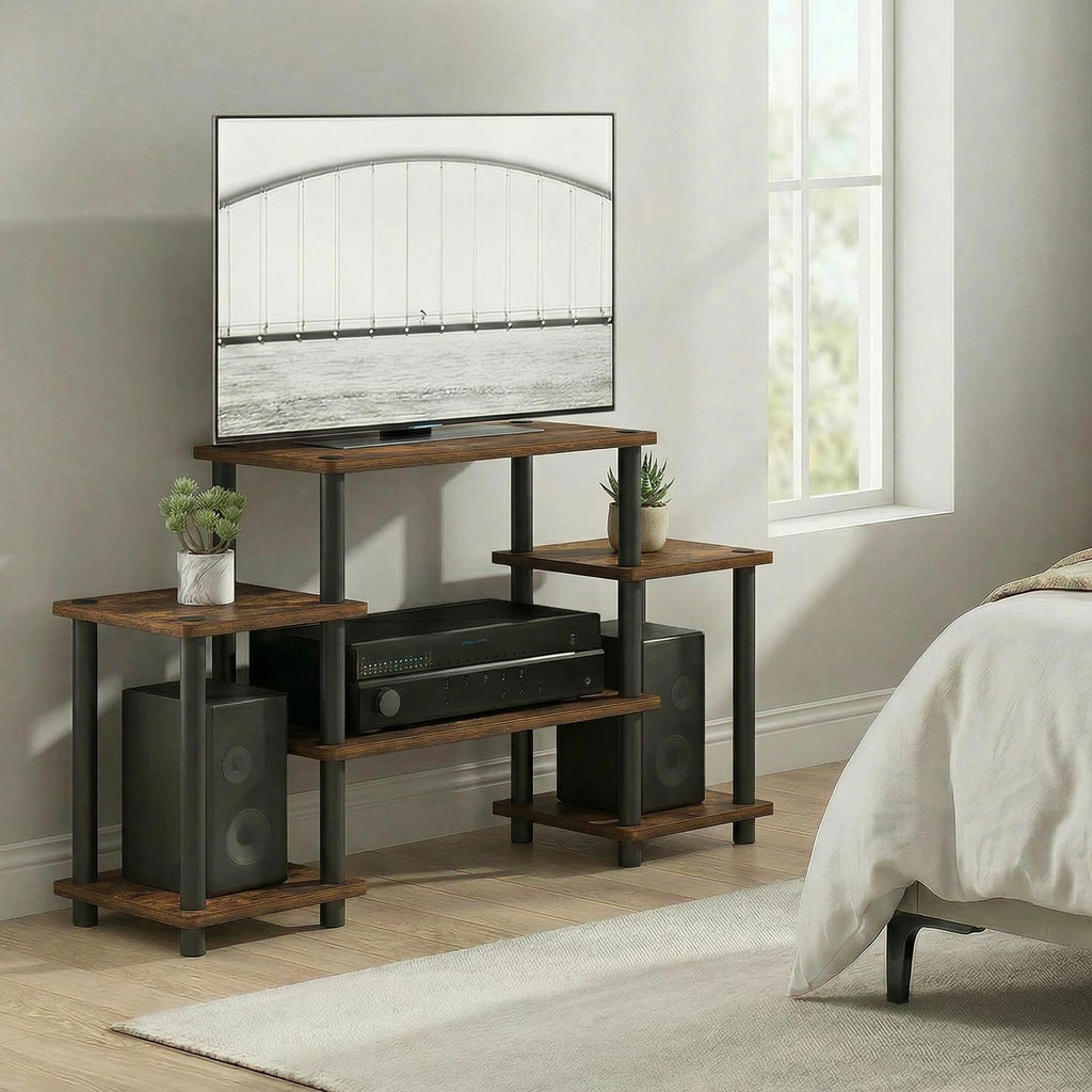6-Shelf Toolless TV Stand with Raised Top for TV up to 50 Inch L2801