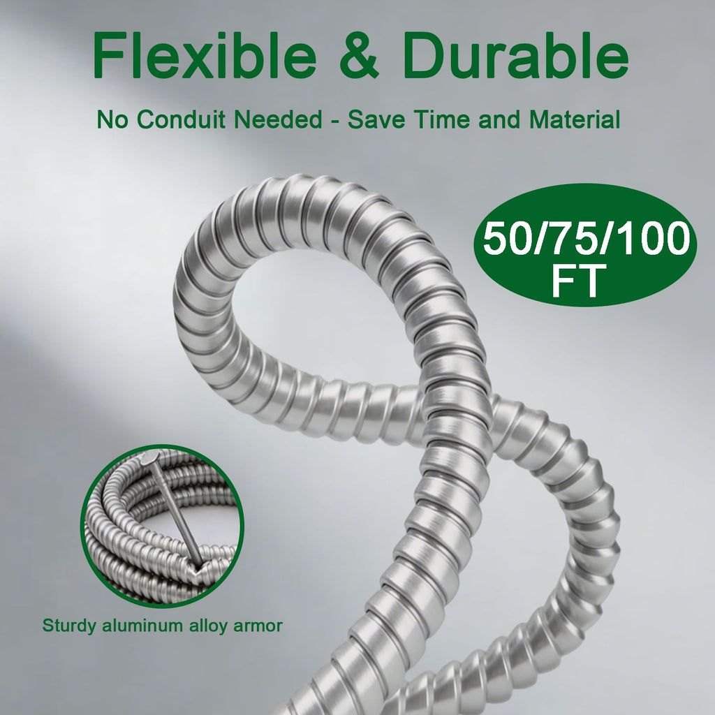 10 AWG Metal Clad Cable with Ground 50FT F82903