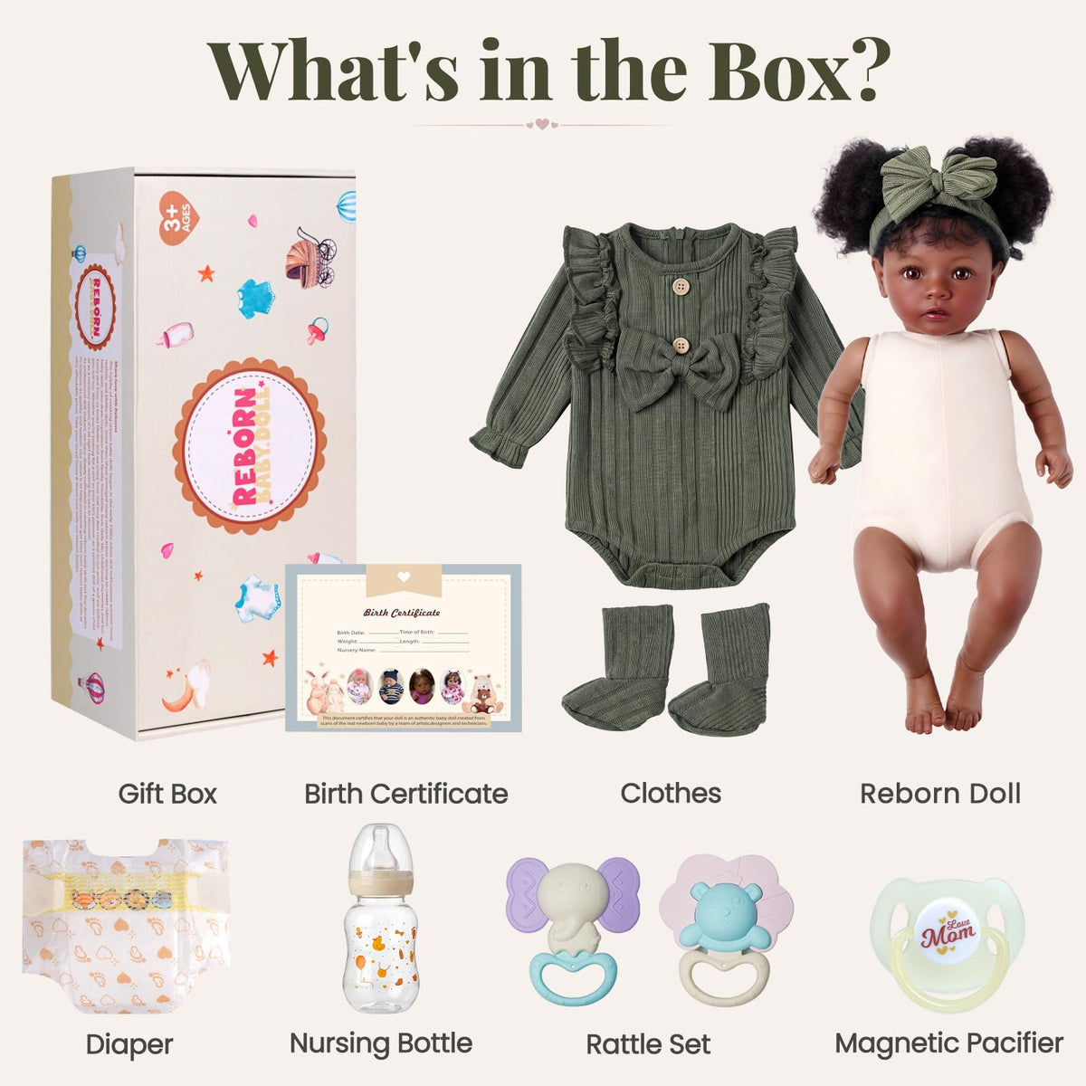 20 Inch Black Lifelike Baby Girl Doll O461047