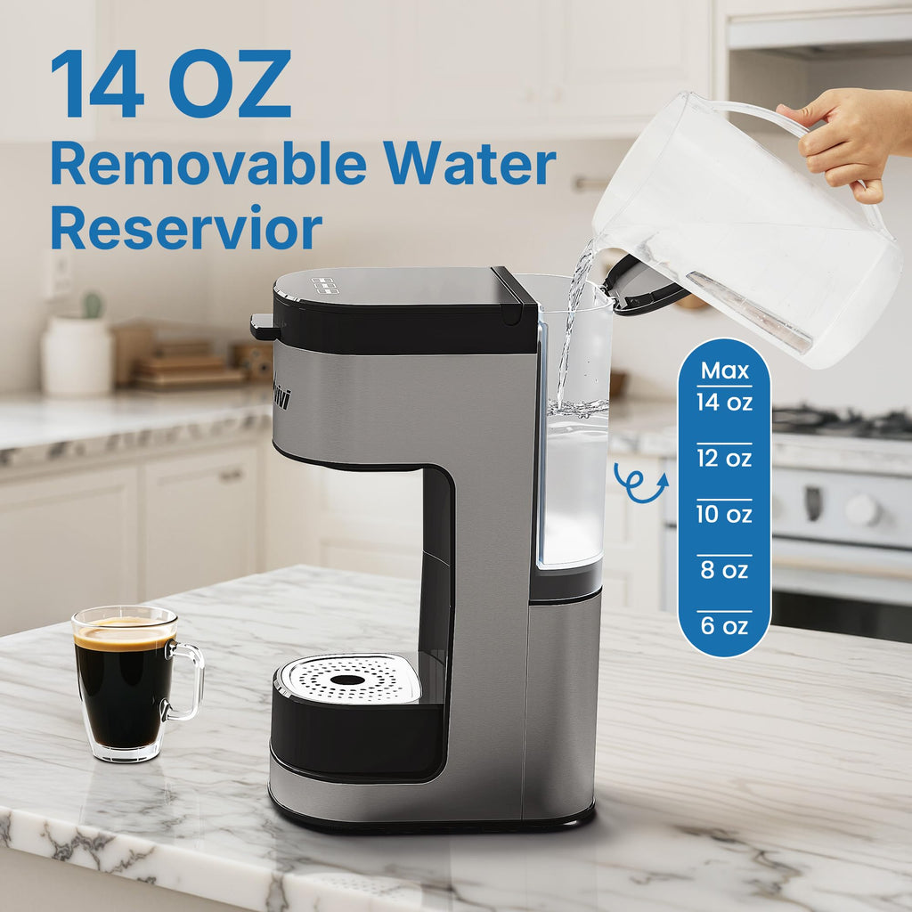 3-in-1 Single Serve Coffee Maker with Removable Water Reservoir, Black Z596408