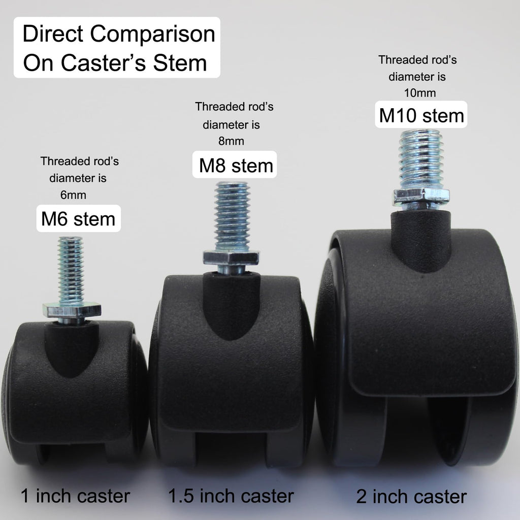 1.5 Inch Swivel Stem Caster Wheels with Locking Brake 4 Pack S4917