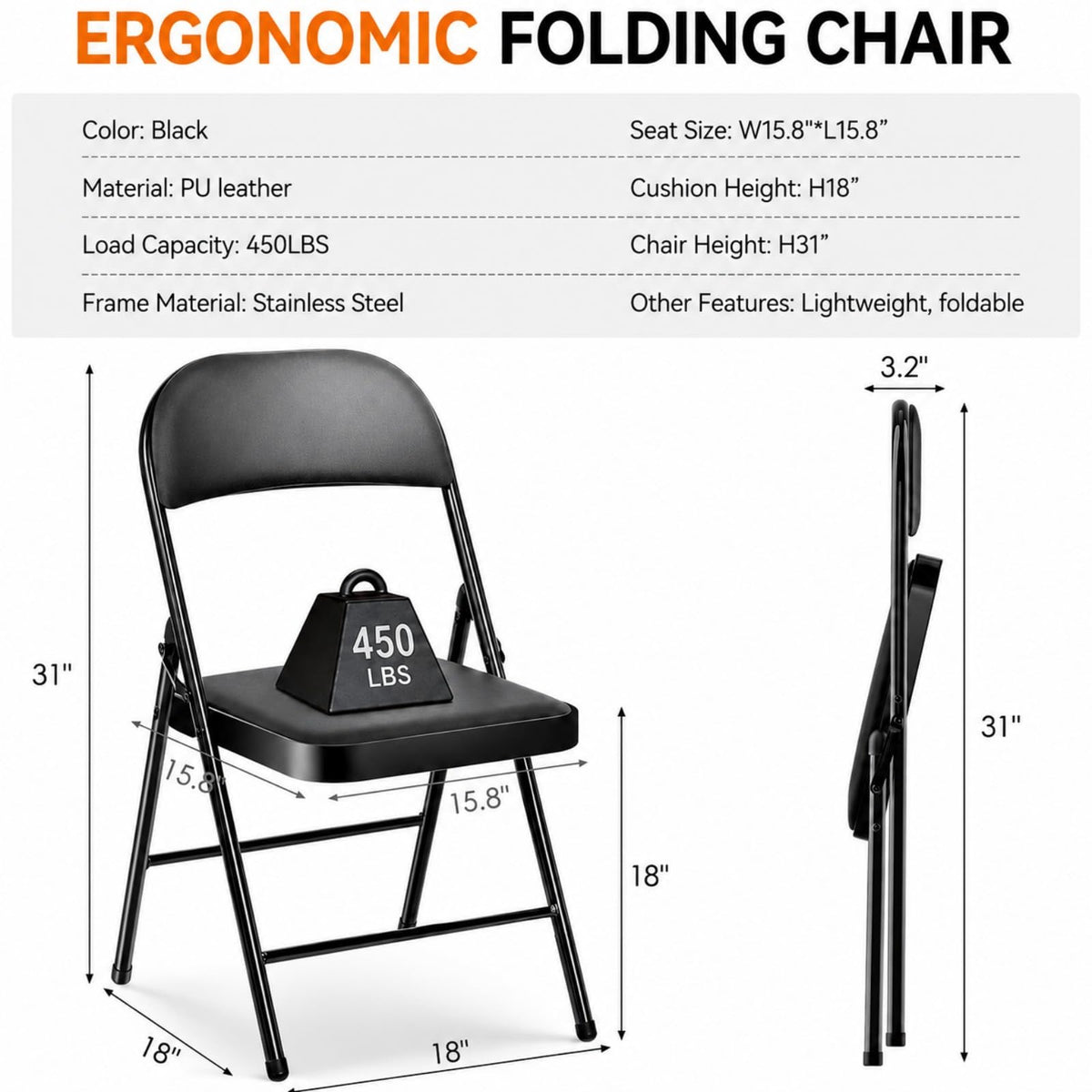 Folding Chairs with Cushion 10 Pack E830842