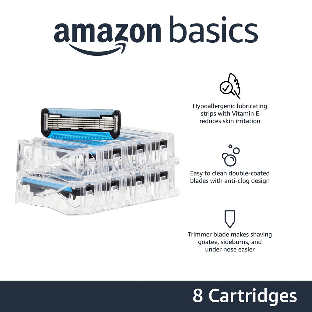 5-Blade Razor Blade Refills with Dual Lubrication, 8 Cartridges W180991