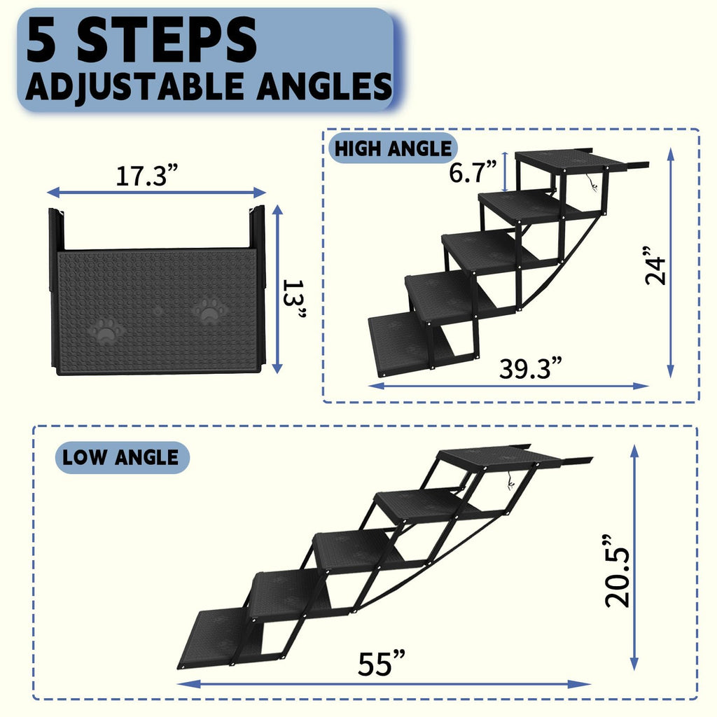 5-Step Foldable Non-Slip Plastic Dog Steps G2177