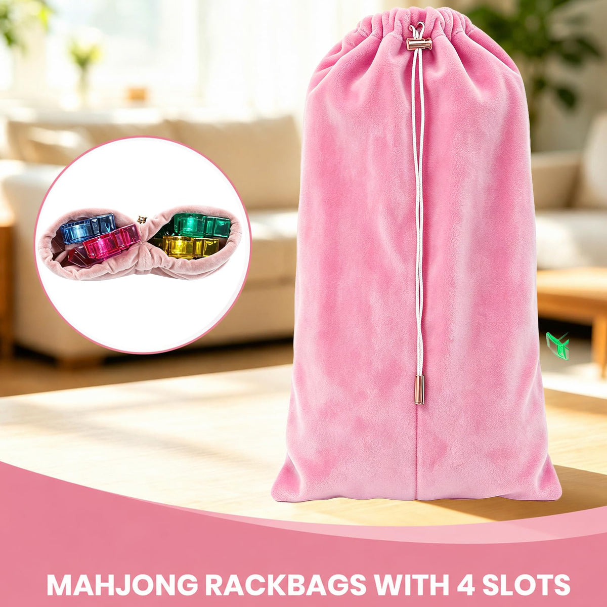 Mahjong Rack Storage Bag with 4 Dividers F777