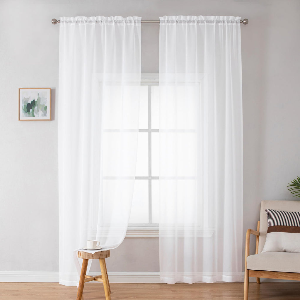 White Sheer Curtains 72 Inches Long 2 Panels E460997