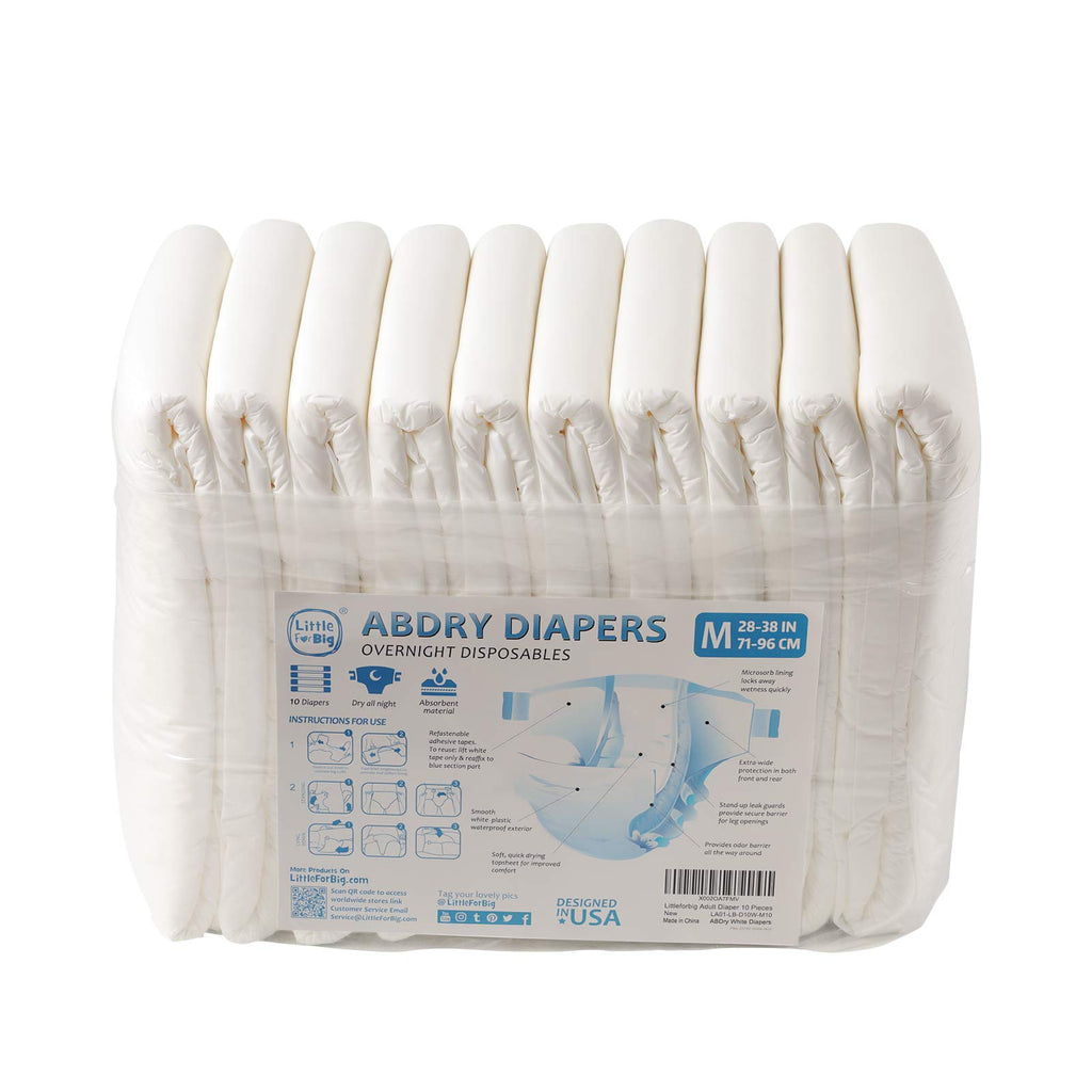 Adult Diaper 10 Pieces White Medium 28"-38" S328